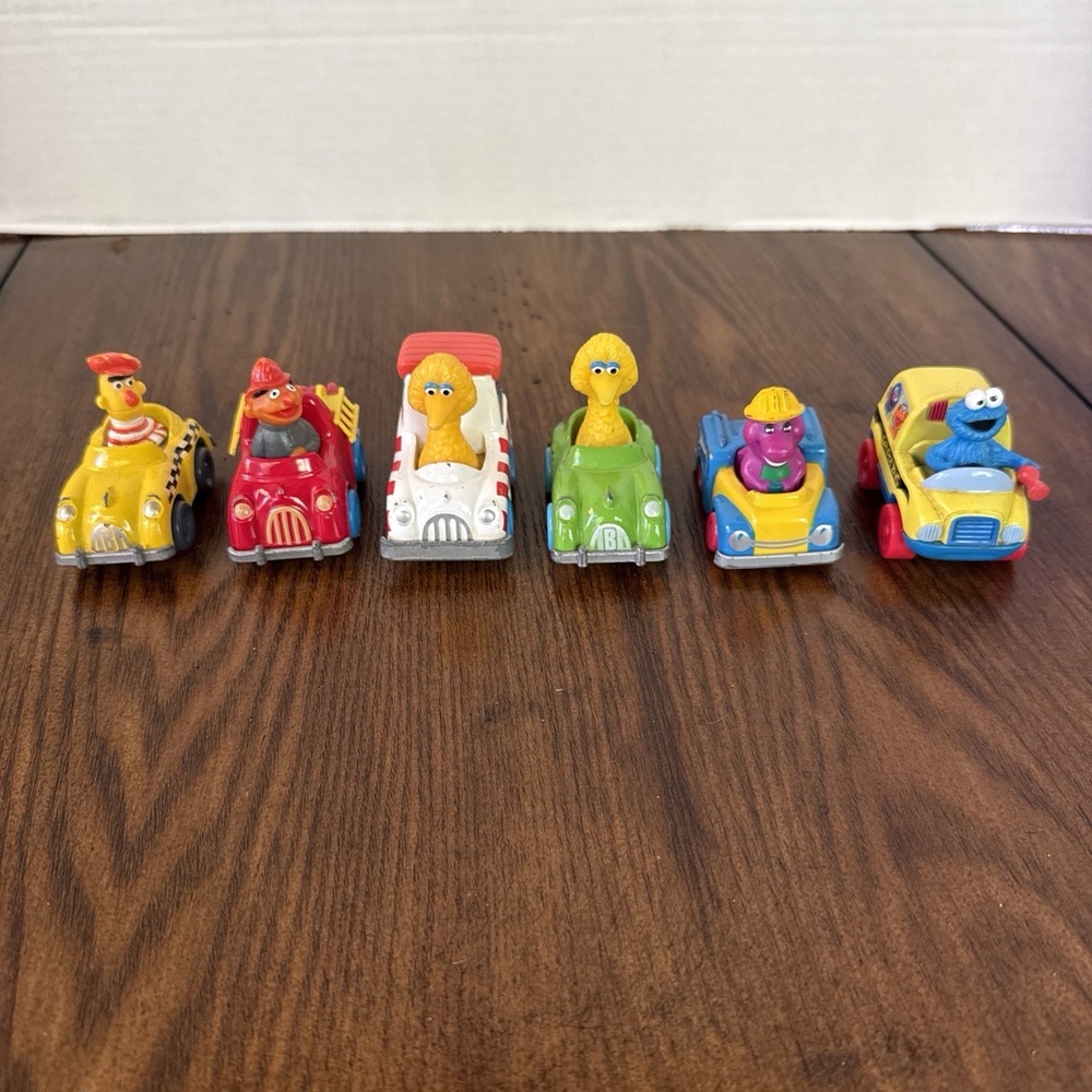 Vintage 1980-90 Sesame Street Diecast Metal Cars Muppets Inc & Barney Lot 6